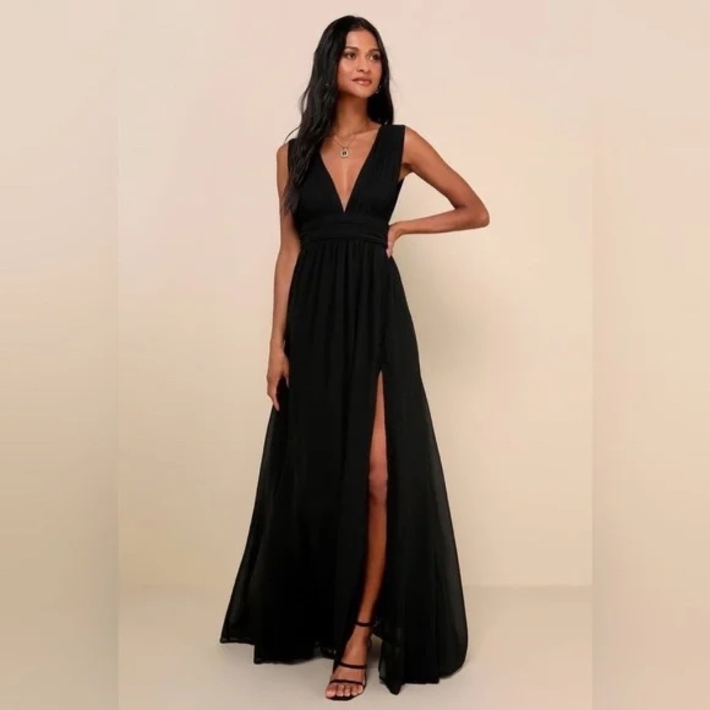 LULUS - Heavenly Hues Black Maxi Dress - Sz Small - Picture 1 of 7
